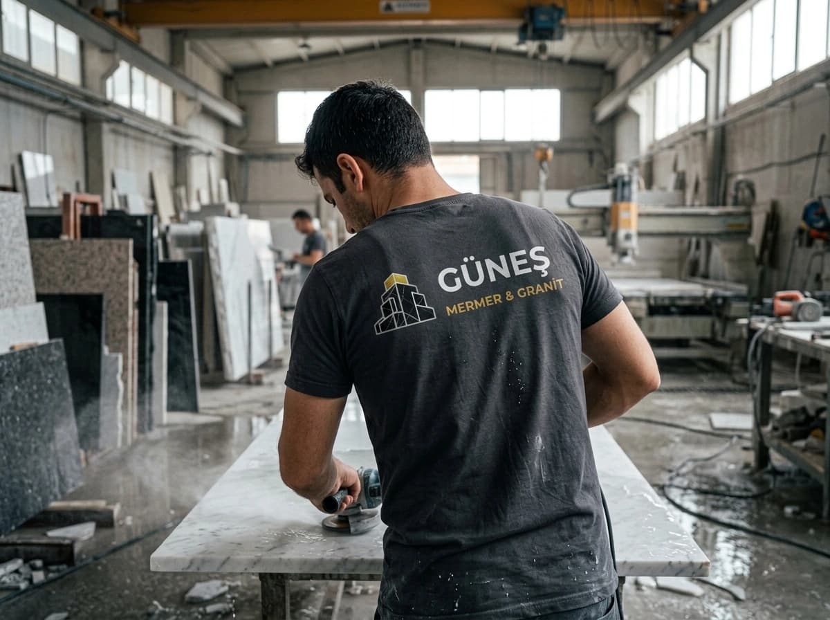Güneş Mermer Granit atölyesinden bir görünüm